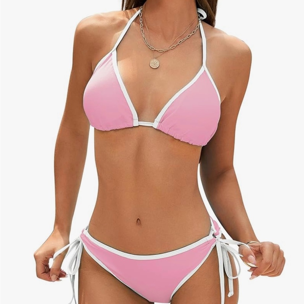 Pink Halter Bikini Set